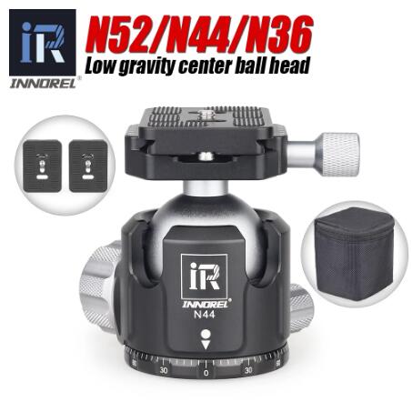 Gun System Tripod Ballhead of Low Gravity Center Double U Notch Ultra-low Sphere Panoramic Ball Head with Quick Release Plate