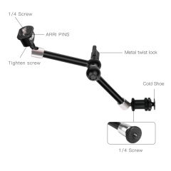 11 inch Magic Arm with Arri Locating Pins and 1/4