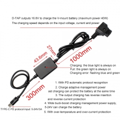 D-TAP to USB Type C PD Quick Charger Cable for V Mount Battery
