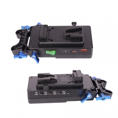V Mount to V Mount Battery Plate with Power Outputs&PD Bi-direction Quick Charge USB C Port with 15mm LWS Rod Clamp